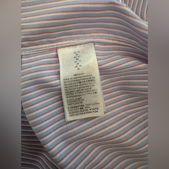 Buttoned Down Classic Blue Striped Men's Shirt Size Neck 19 - Picture 4 of 5